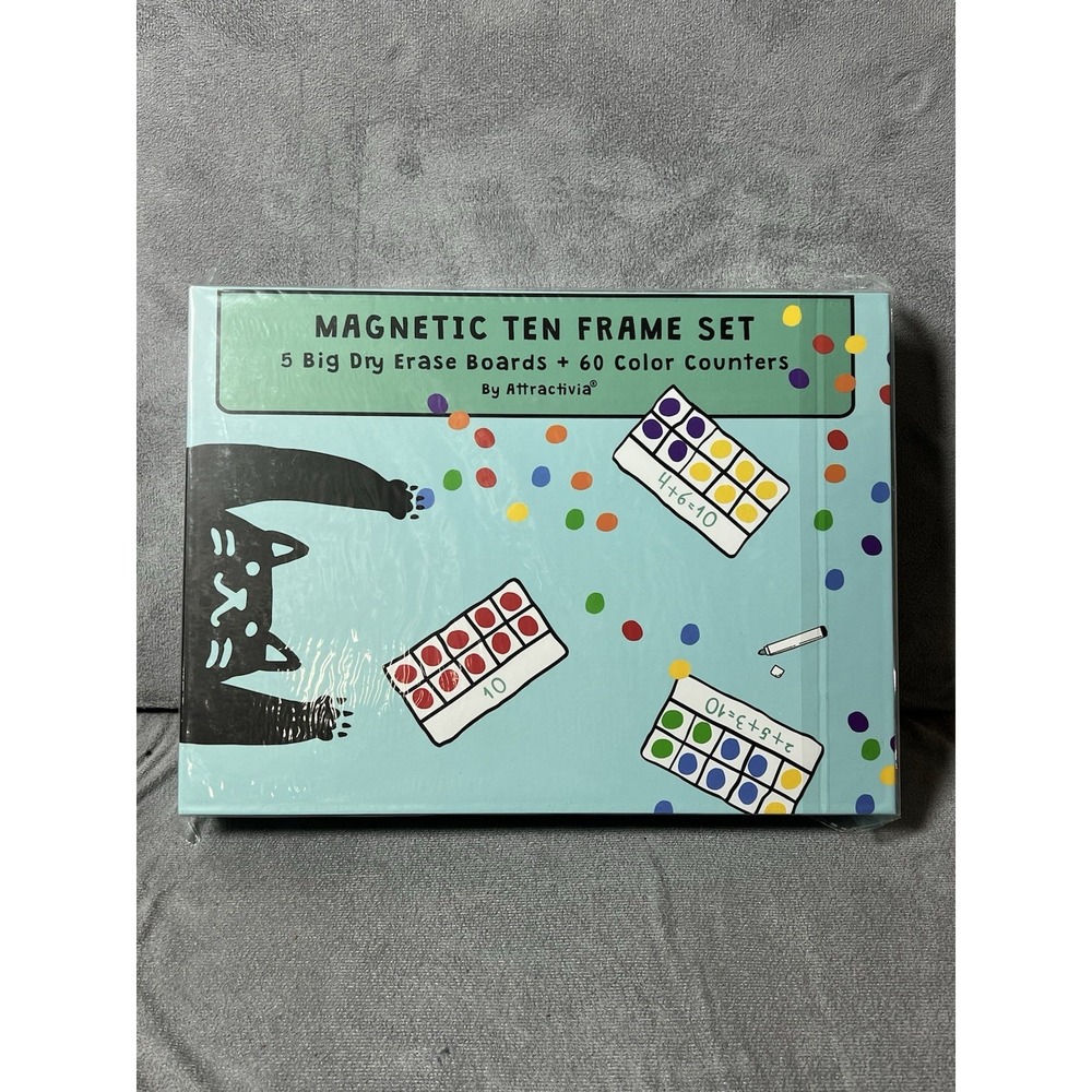 Attractivia Magnetic Ten Frame Set 5 Dry Erase Boards 60‎ Color Counters